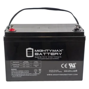 Mighty Max ML110-12 12V 110Ah Group 31 AGM deep-cycle battery, front view